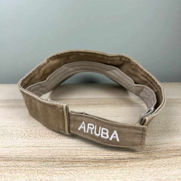 Vintage 90's Aruba Visor Brown Tan Unisex Caribbean Beach Retro VTG Summer Hat - Picture 4 of 10